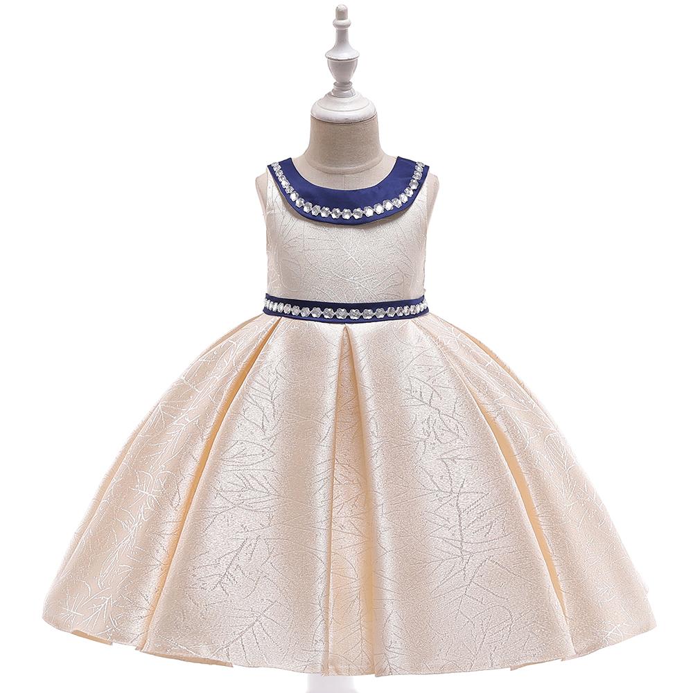 Girl Satin Doll Collar Princess Prom Evening Dress