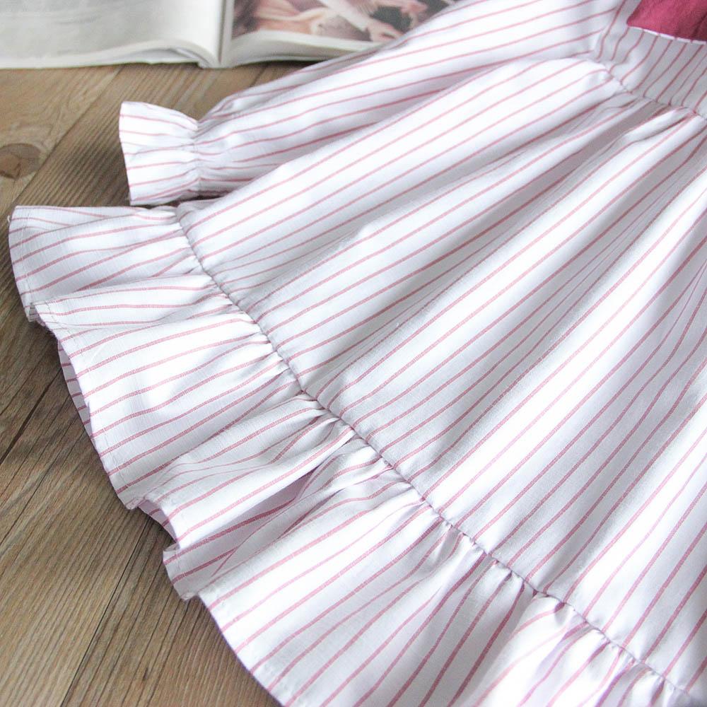 Fashionable Girls Doll Collar Striped Pleated Princess Dress