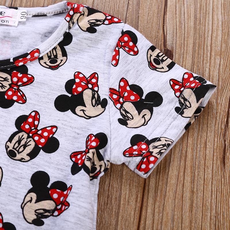 Fashionable Girls Round Neck Short Sleeve Mickey Mouse Dress