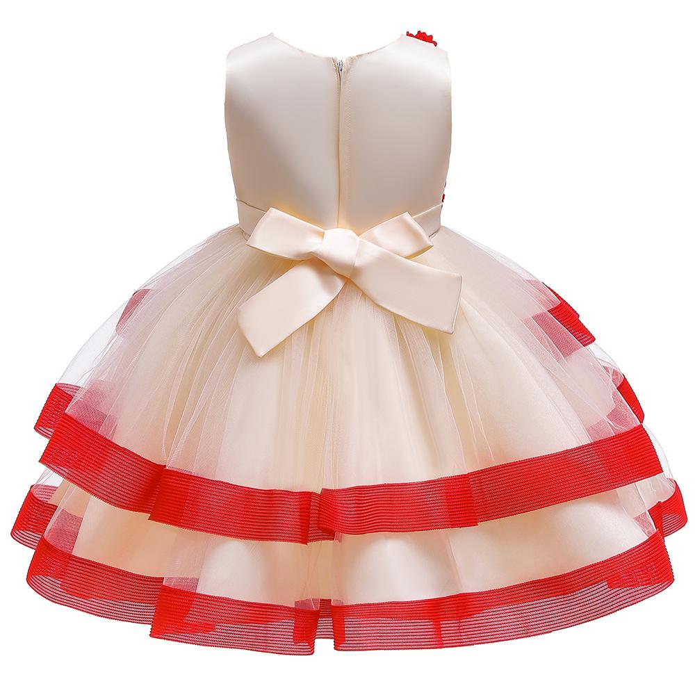 Beautiful Girl Princess Contrast Stripe Cake Dress