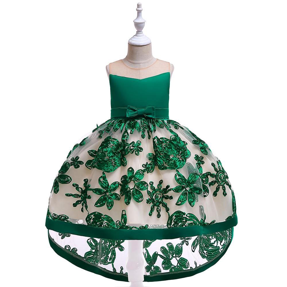 Flower Girl Embroidered Mesh Tail Dress