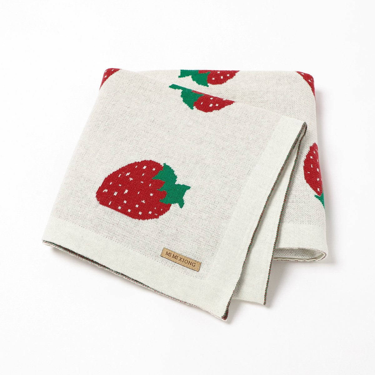 Infant Knitted Pure Cotton Cute Strawberry Jacquard Baby Blanket Wholesale Baby