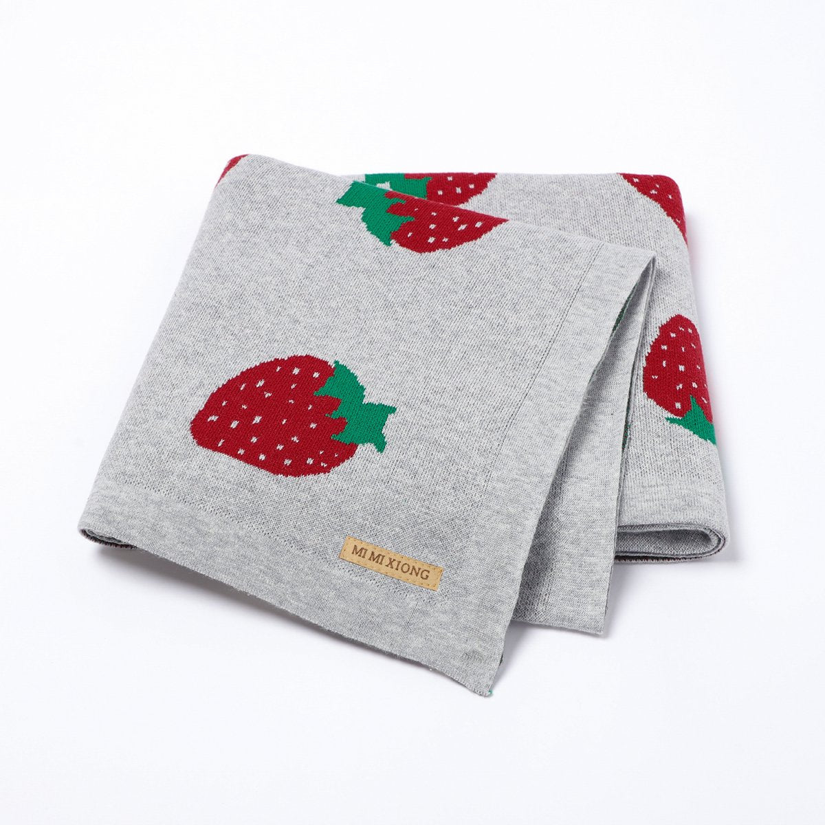 Infant Knitted Pure Cotton Cute Strawberry Jacquard Baby Blanket Wholesale Baby