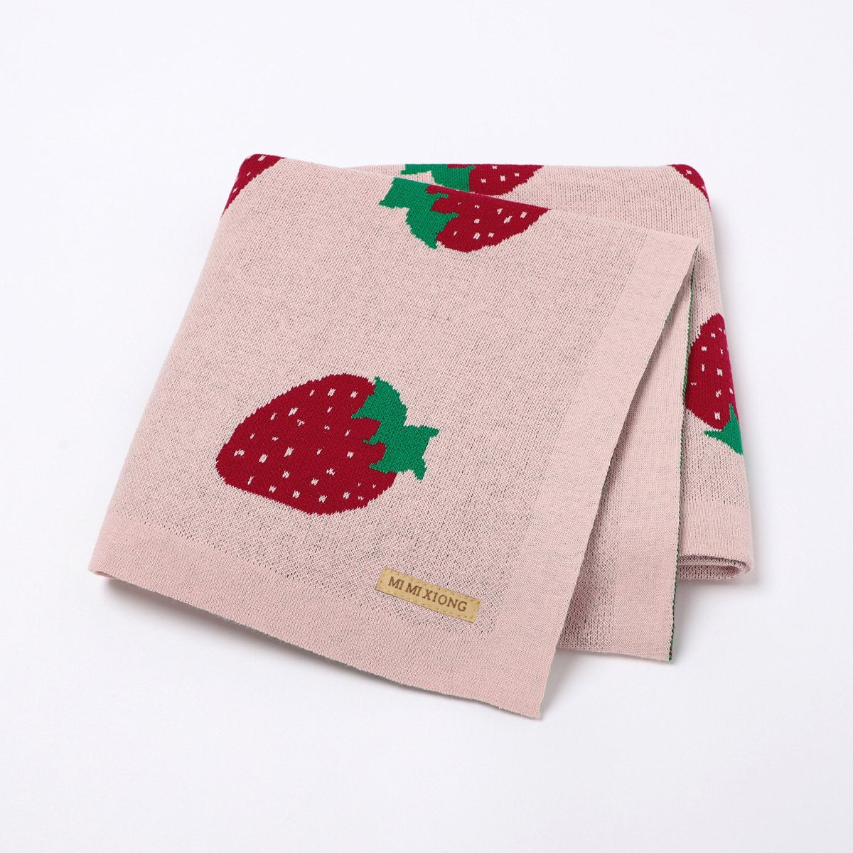 Infant Knitted Pure Cotton Cute Strawberry Jacquard Baby Blanket Wholesale Baby