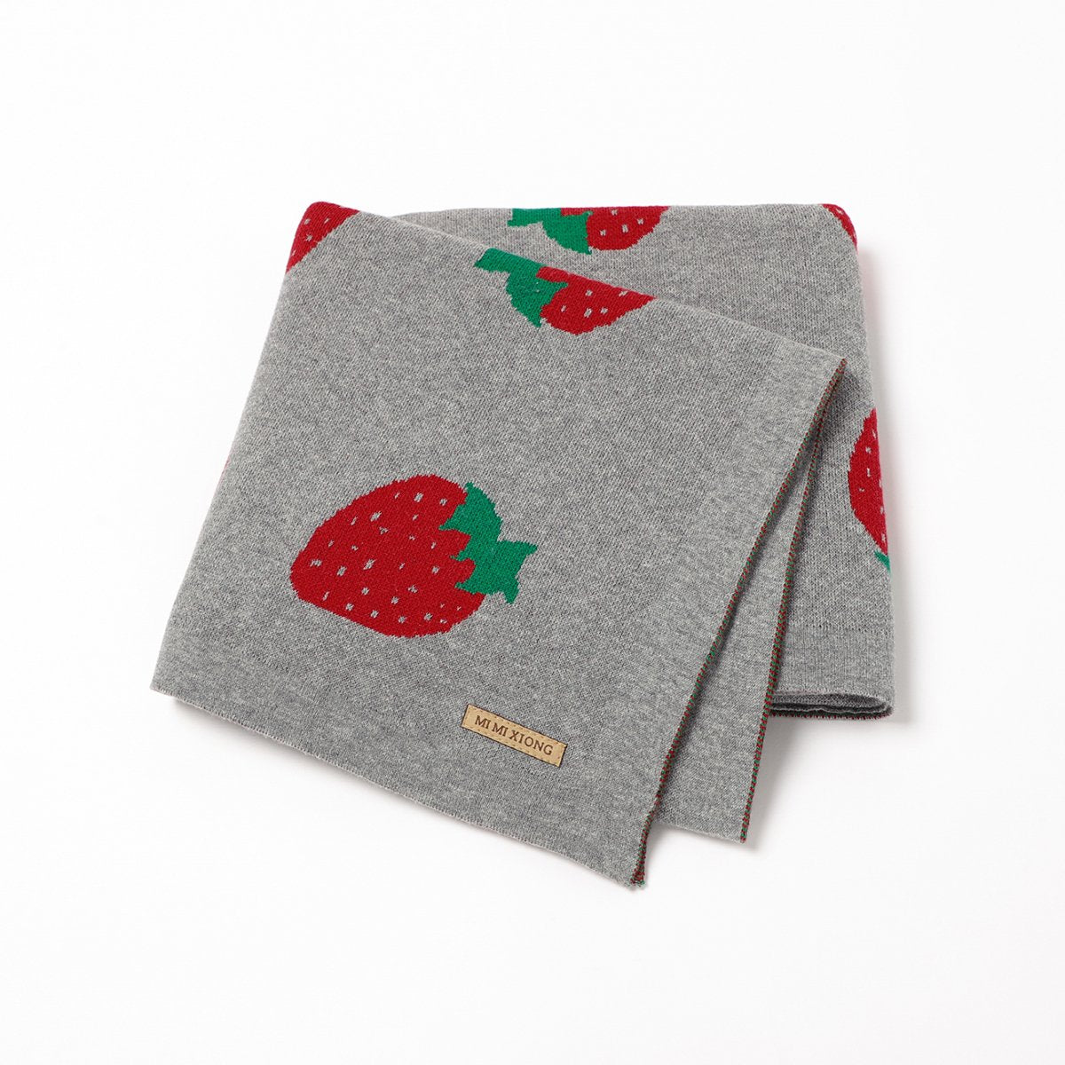 Infant Knitted Pure Cotton Cute Strawberry Jacquard Baby Blanket Wholesale Baby