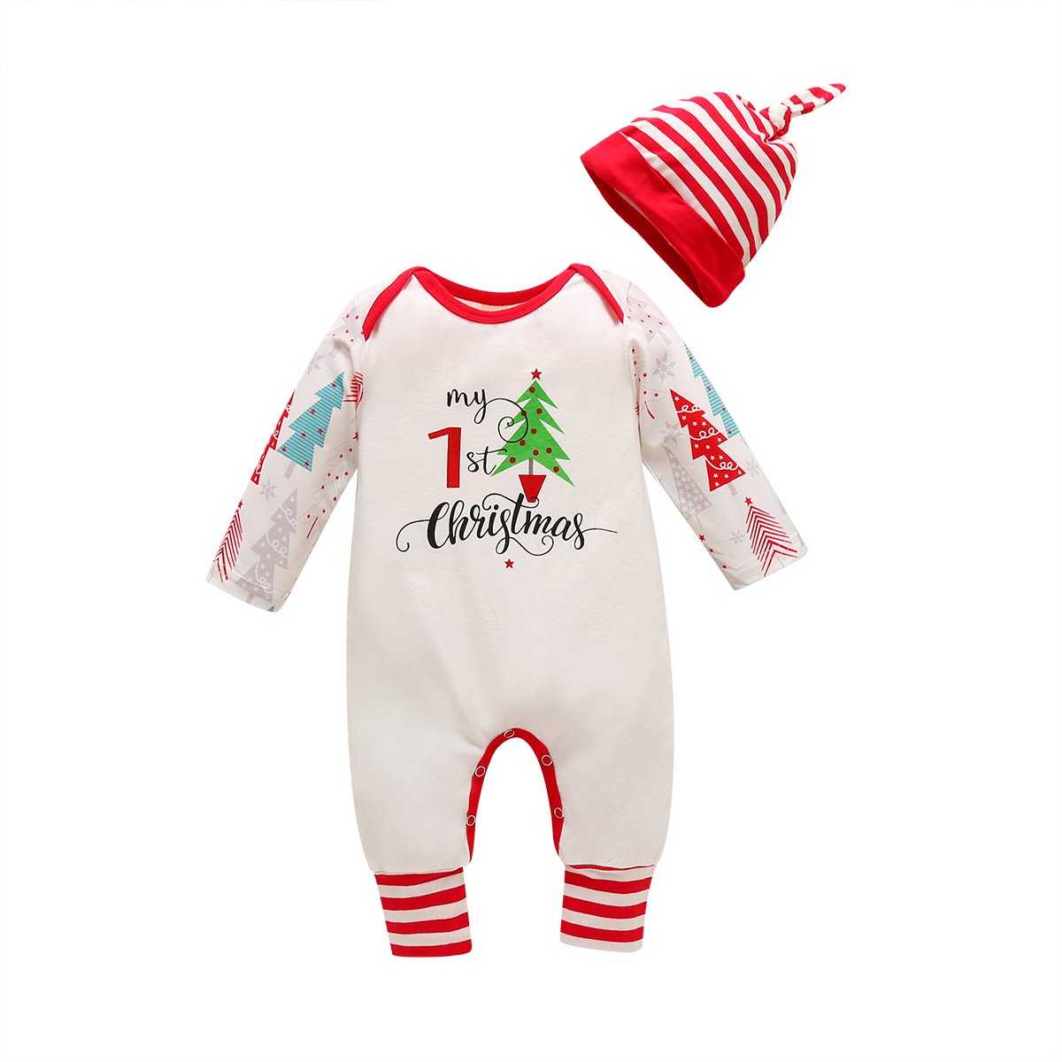 Christmas tree long-sleeved one-piece and hat wholesale