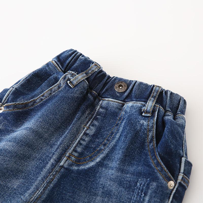 Kids Korean Casual Pocket Letter Printed Boys Jeans Trendy Kids Wholesale Clothing