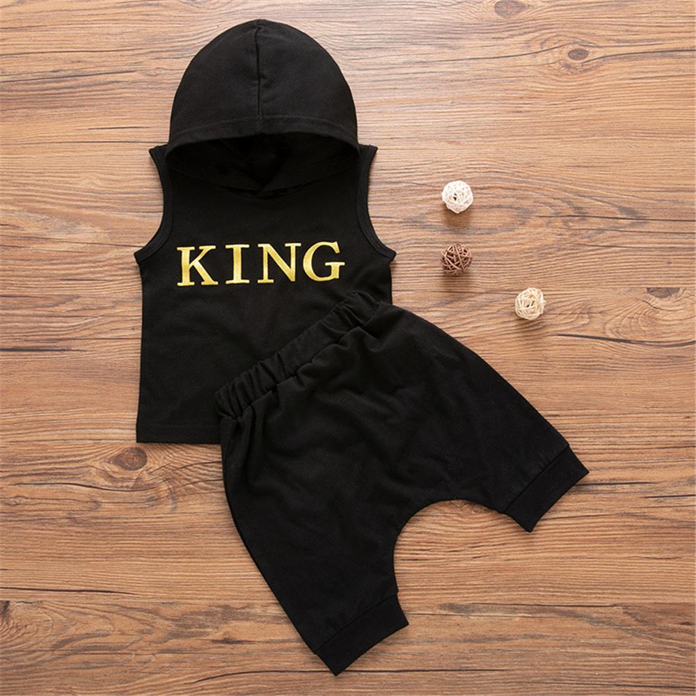 Baby Boys King Printed Sleeveless Hooded Top & Shorts Buy Baby Clothes Wholesale