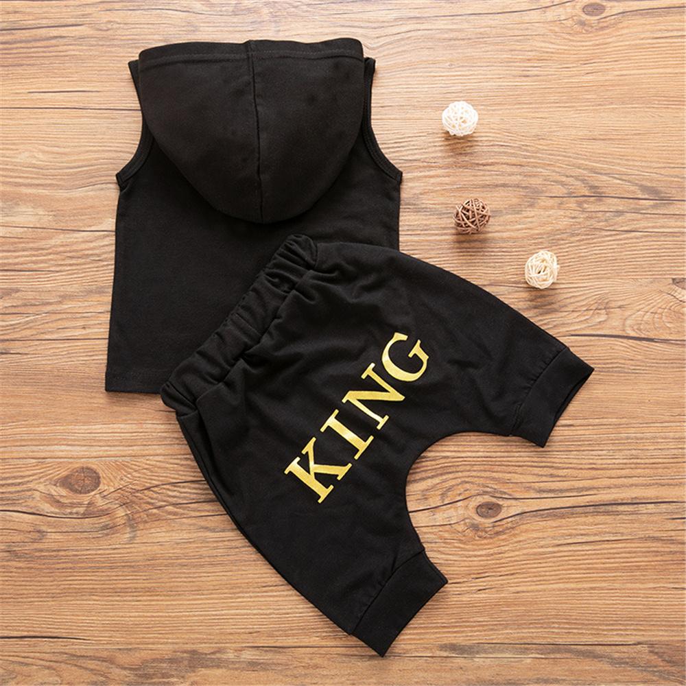 Baby Boys King Printed Sleeveless Hooded Top & Shorts Buy Baby Clothes Wholesale