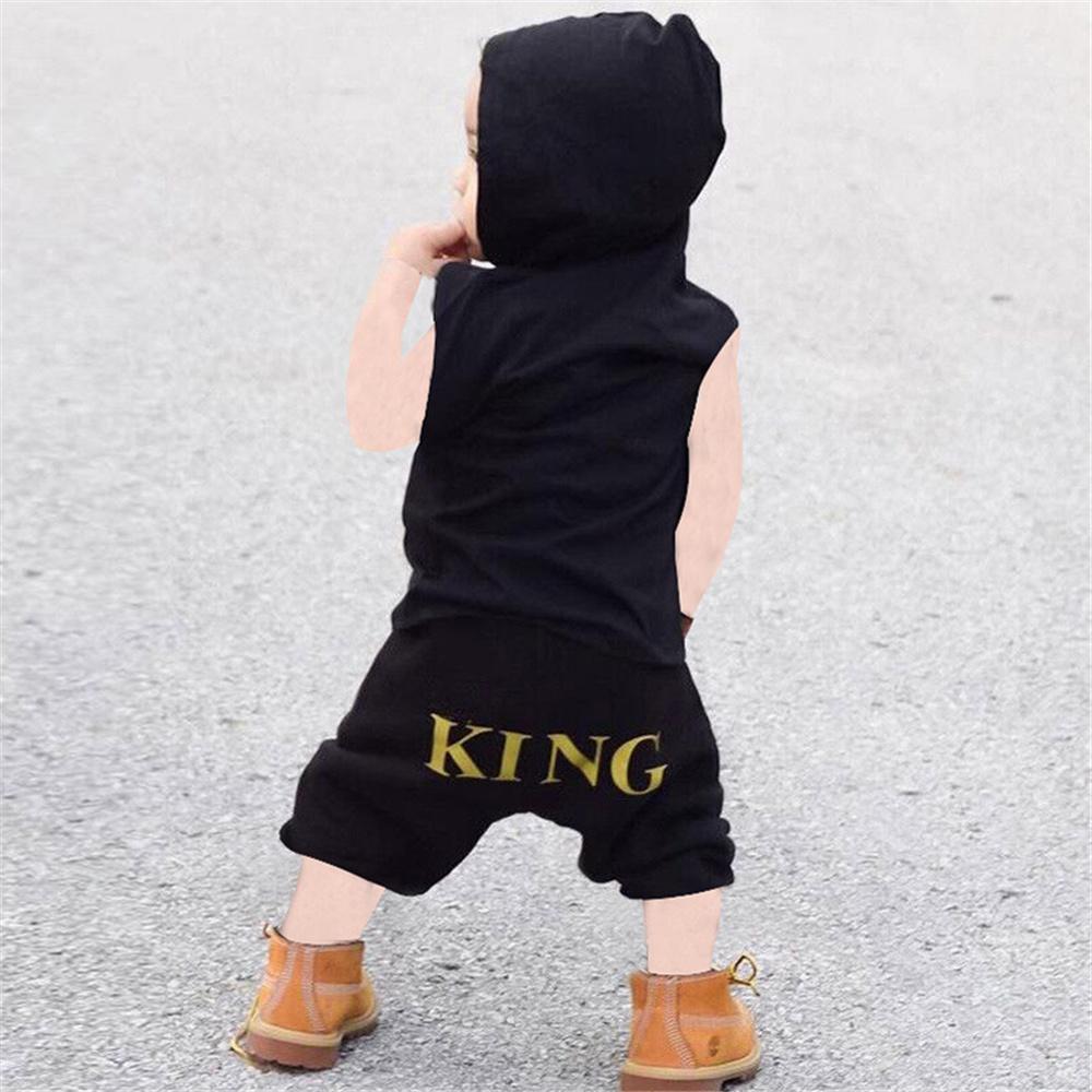 Baby Boys King Printed Sleeveless Hooded Top & Shorts Buy Baby Clothes Wholesale