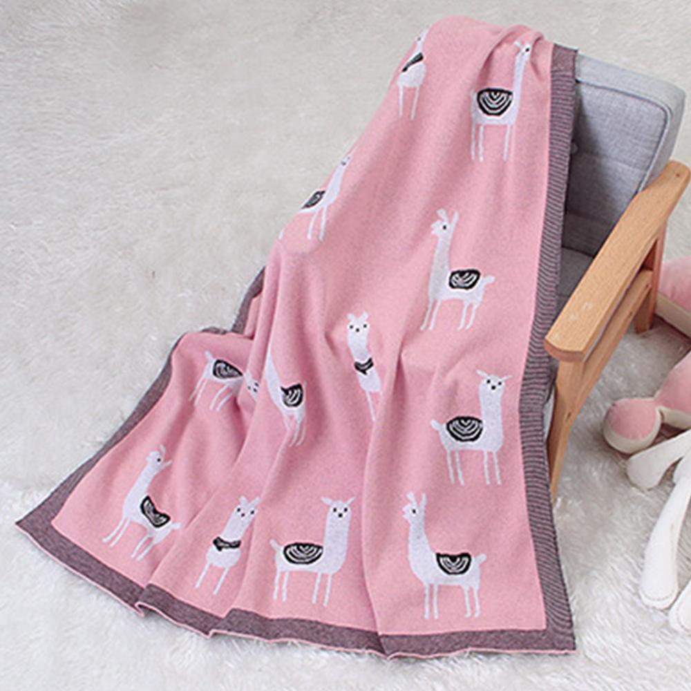 Baby Knitted Alpaca Animal Printed Cotton Baby Blankets Wholesale