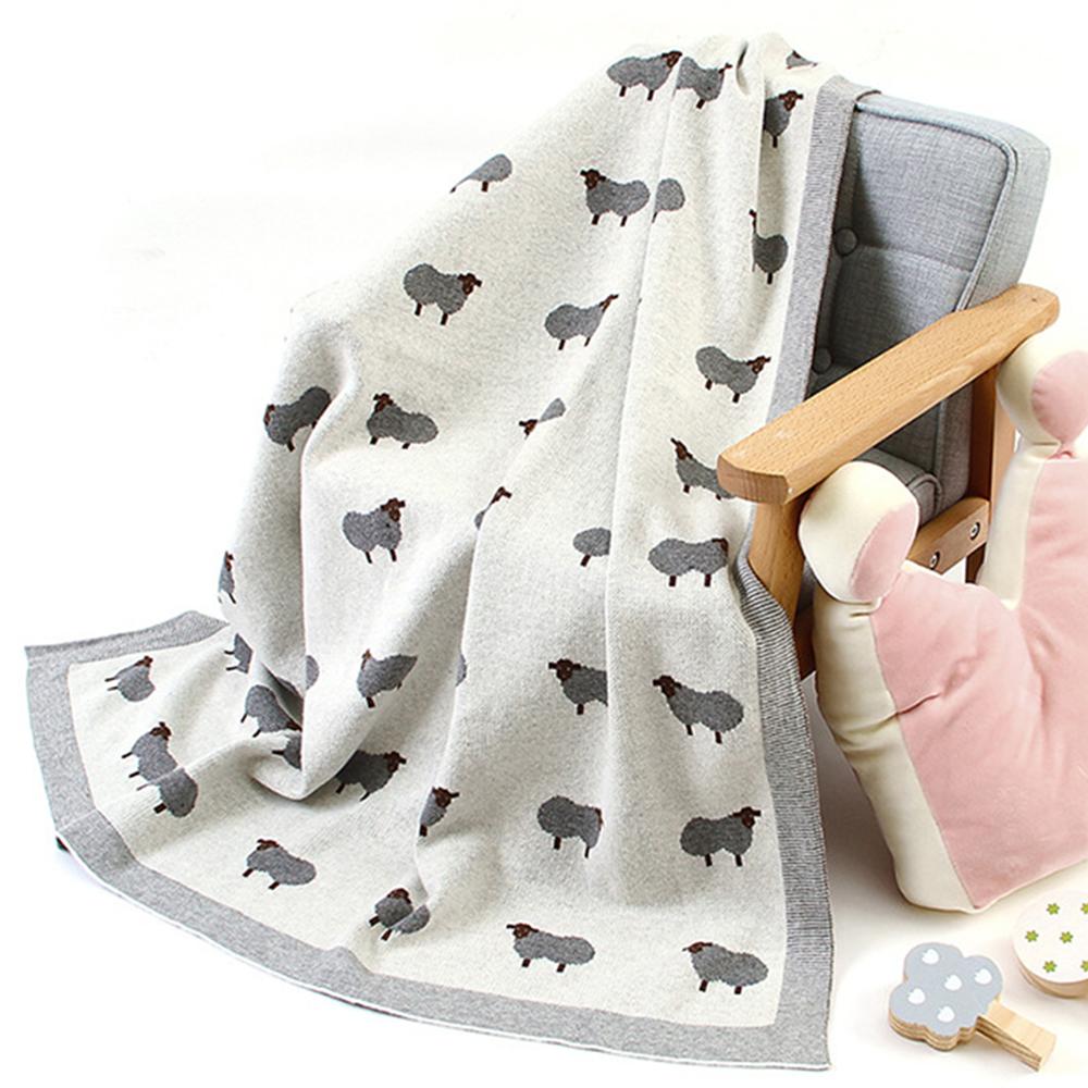 Baby Knitted Lamb Printed Cotton Baby Blankets Wholesale