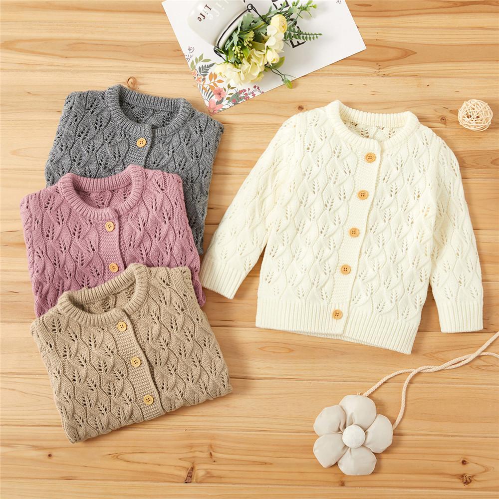 Baby Knitted Solid Sweaters Button Casual Coat