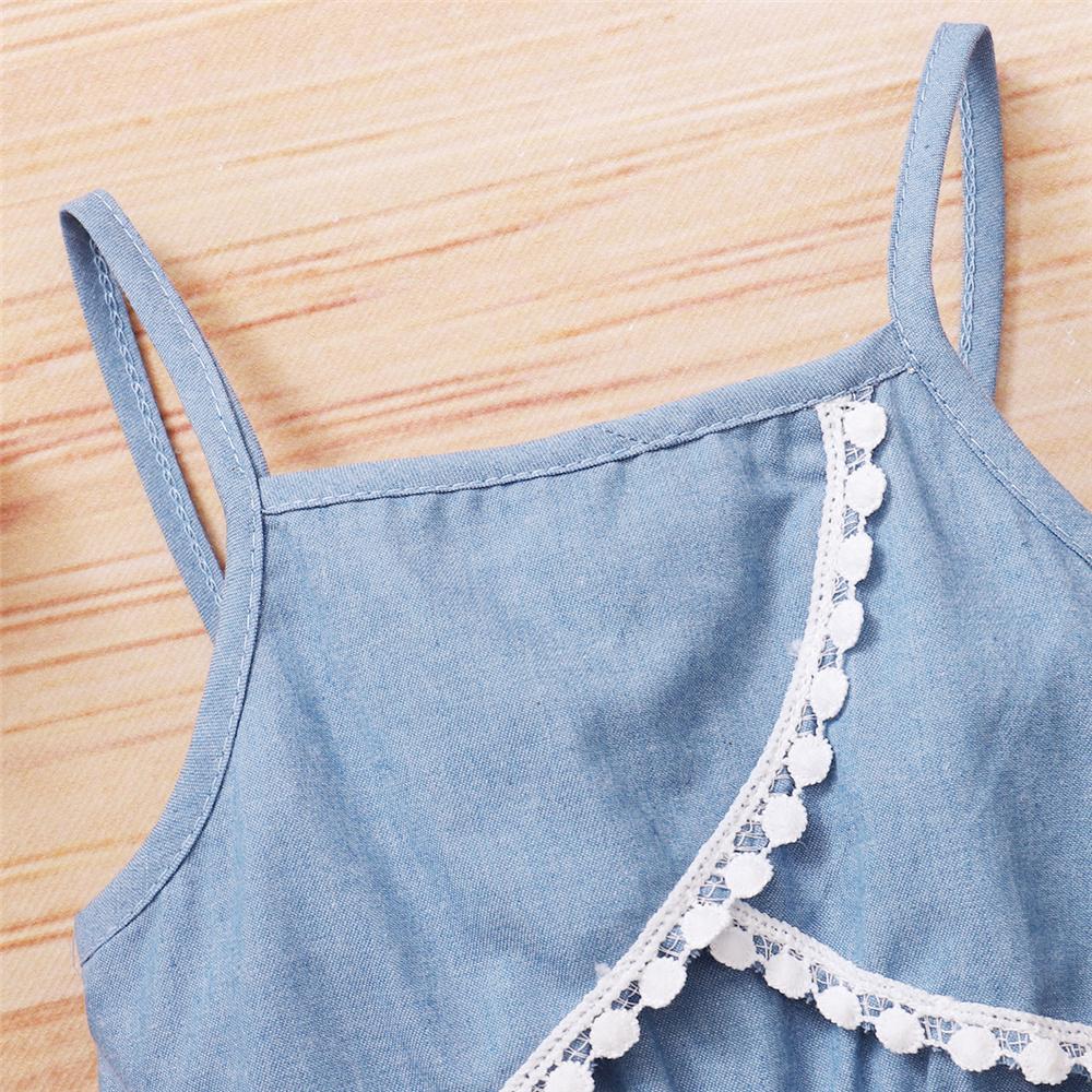 Girls Lace Blue Sling Jumpsuit wholesale kids boutique clothing