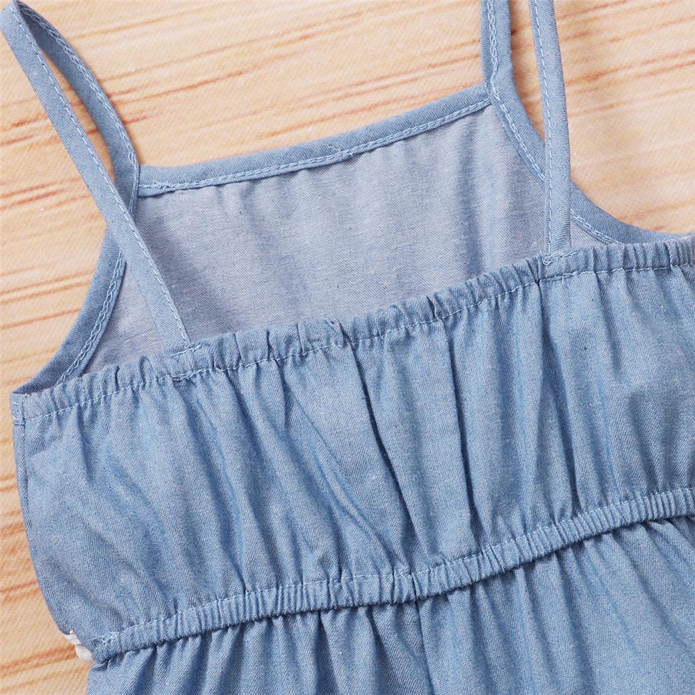 Girls Lace Blue Sling Jumpsuit wholesale kids boutique clothing