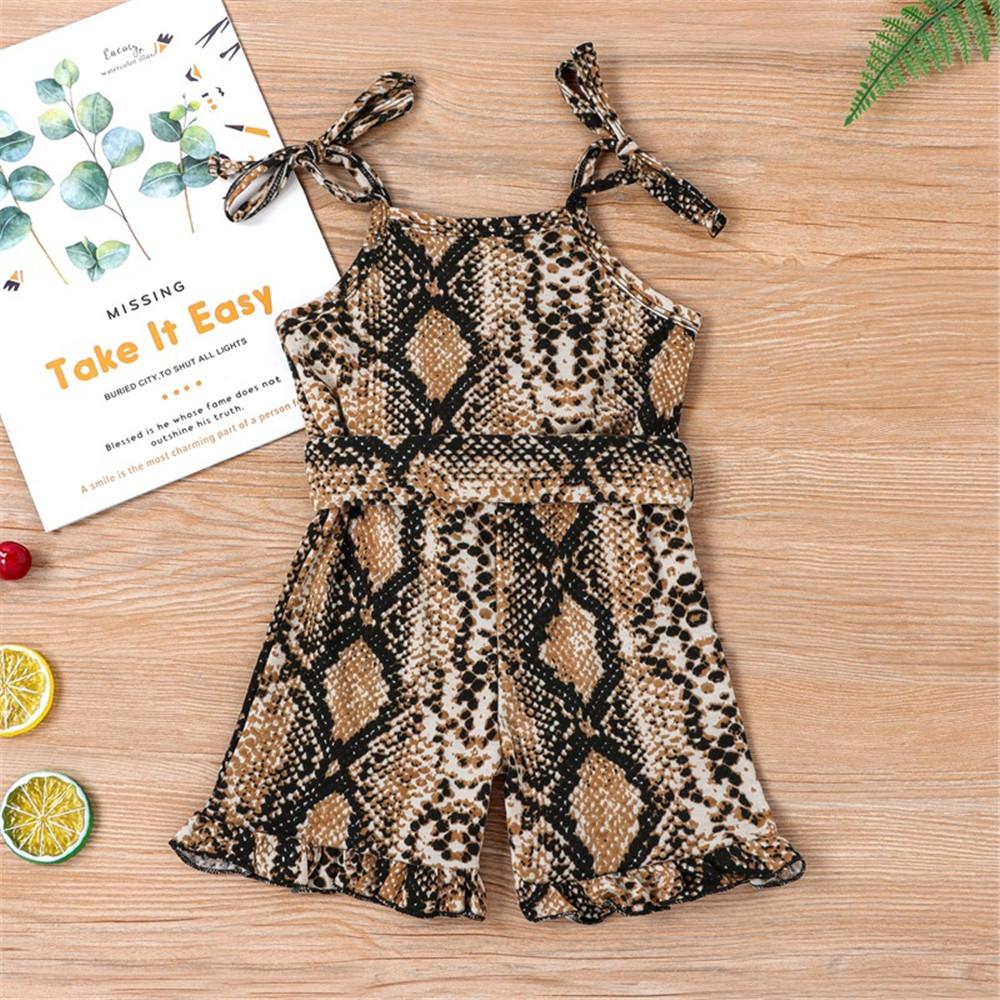 Girls Lace Bow Leopard Printed Suspender Jumpsuit Wholesale Baby Girl Boutique Clothing