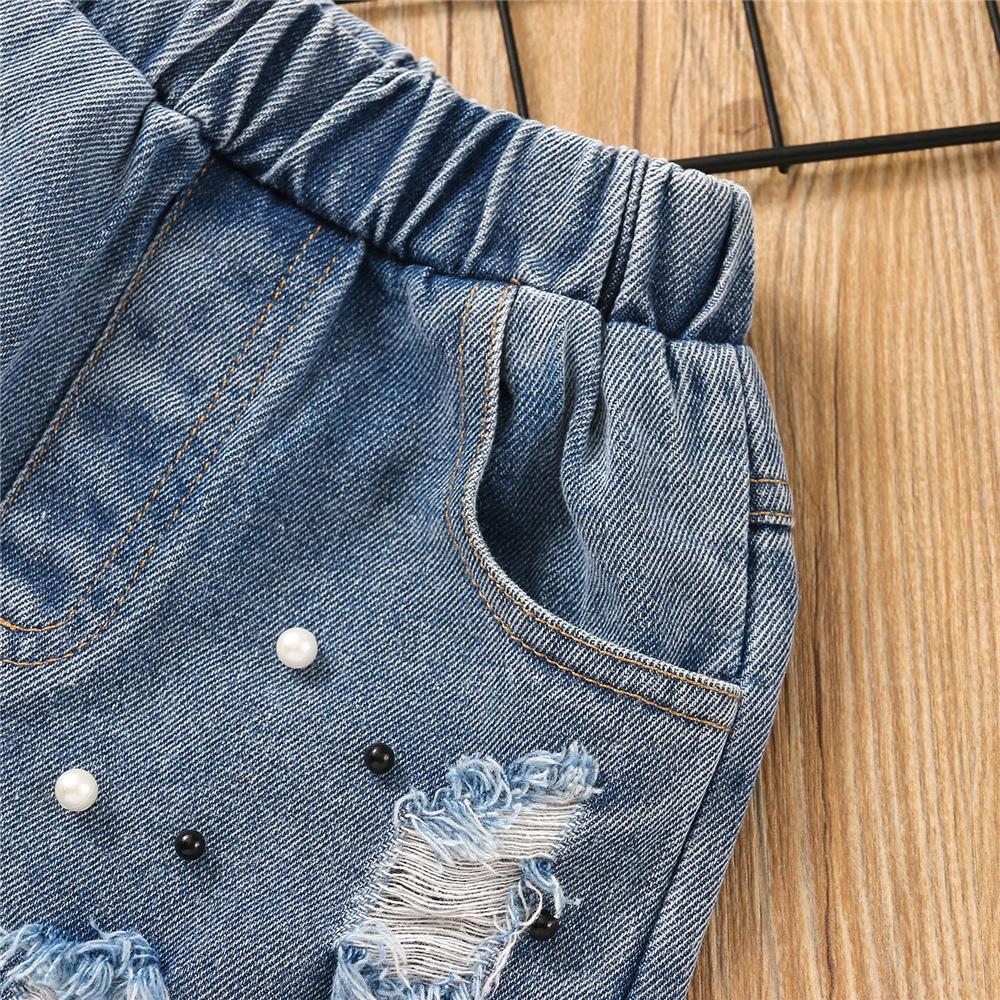 Girls Lace Sleeveless Top & Denim Shorts wholesale kids clothing