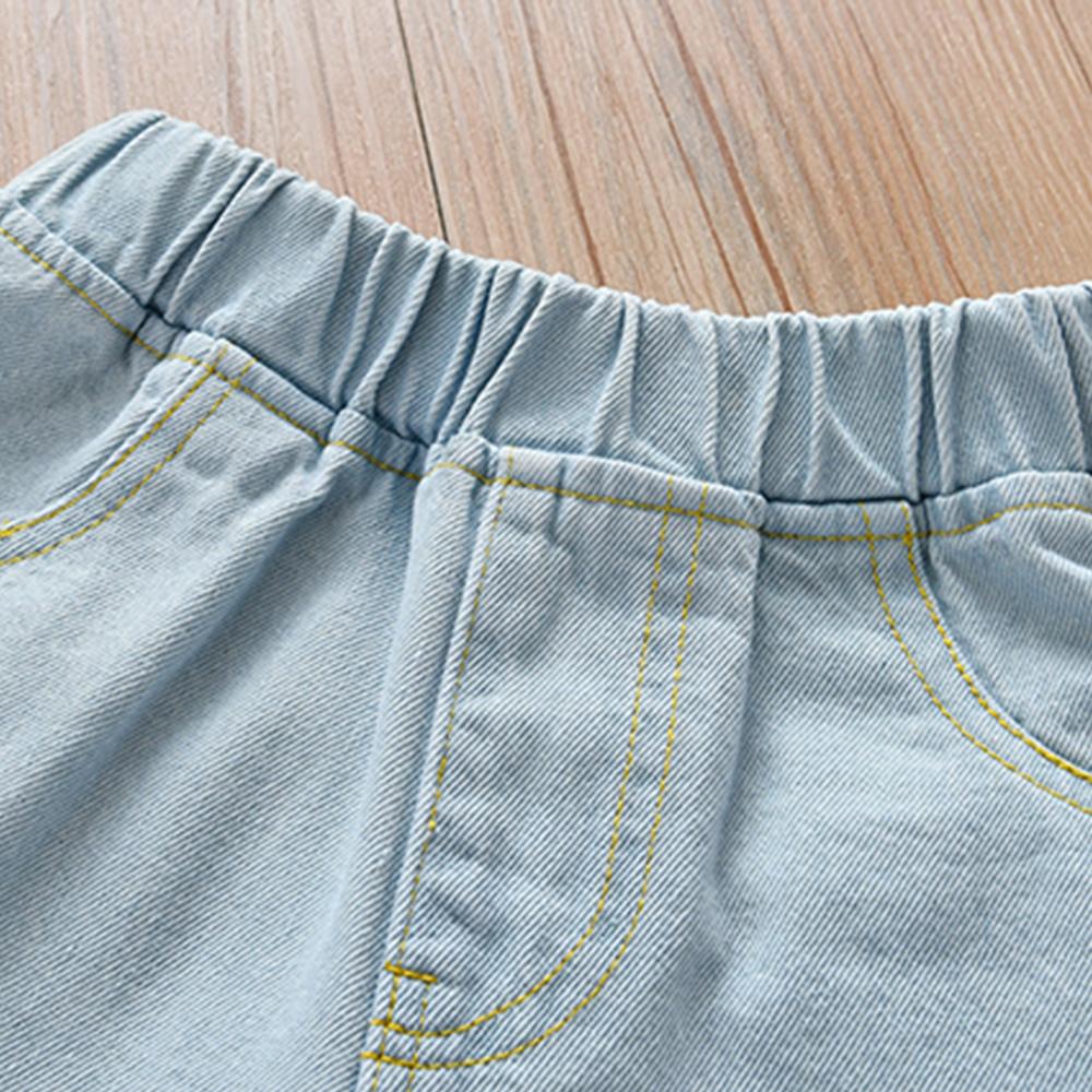 Girls Lace Splicing Denim Shorts quality children's clothing wholesale