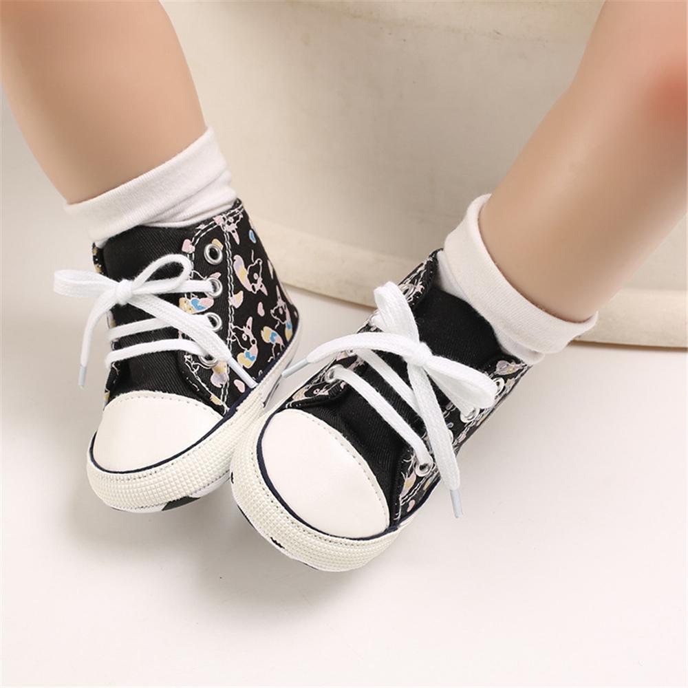 MommBaby Baby Unisex Lace Up Canvas Cartoon Printed Casual Sneakers Kids Shoes Wholesale Suppliers
