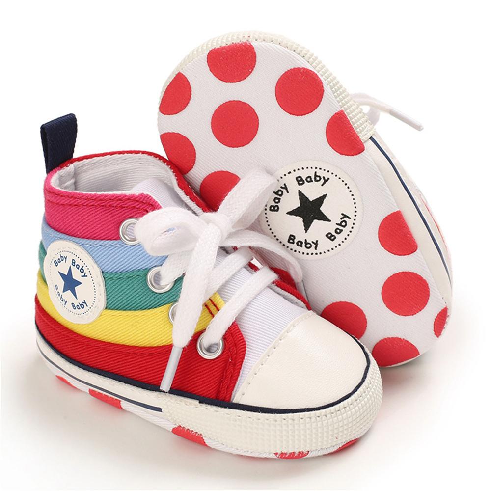 MommBaby Baby Unisex Lace Up Canvas Cartoon Printed Casual Sneakers Kids Shoes Wholesale Suppliers