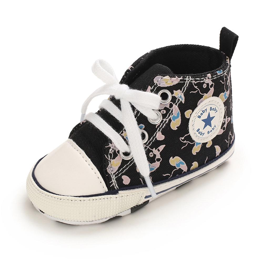 MommBaby Baby Unisex Lace Up Canvas Cartoon Printed Casual Sneakers Kids Shoes Wholesale Suppliers