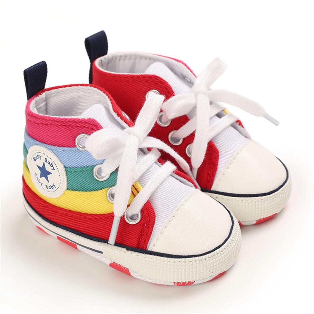 MommBaby Baby Unisex Lace Up Canvas Cartoon Printed Casual Sneakers Kids Shoes Wholesale Suppliers