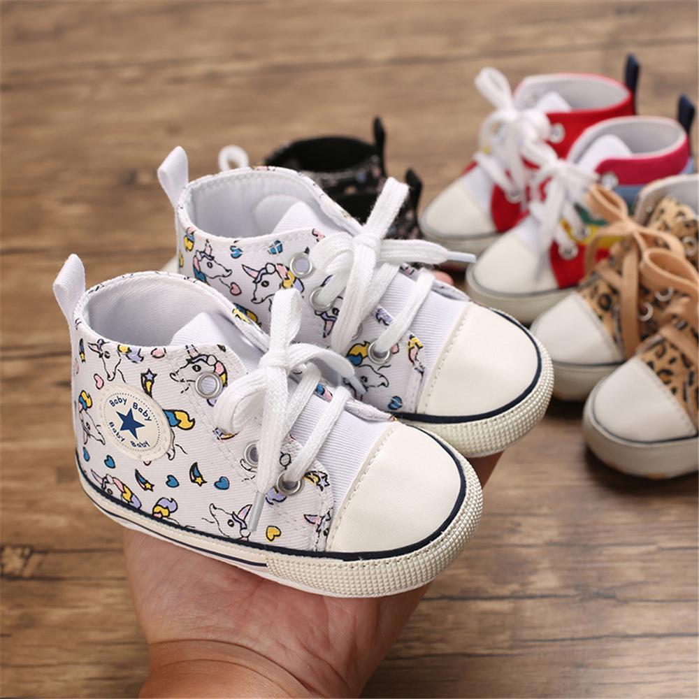 MommBaby Baby Unisex Lace Up Canvas Cartoon Printed Casual Sneakers Kids Shoes Wholesale Suppliers