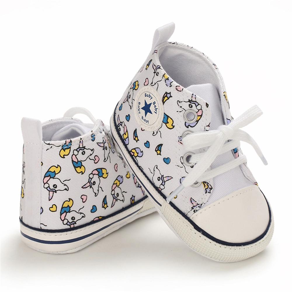 MommBaby Baby Unisex Lace Up Canvas Cartoon Printed Casual Sneakers Kids Shoes Wholesale Suppliers