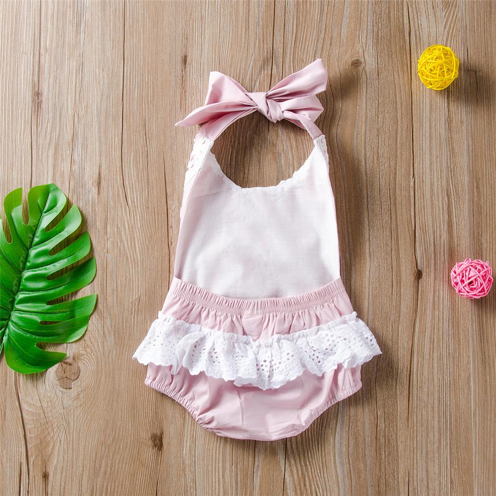 Baby Girls Lace Up Lace Splicing Romper Wholesale Baby Clothing Distributors