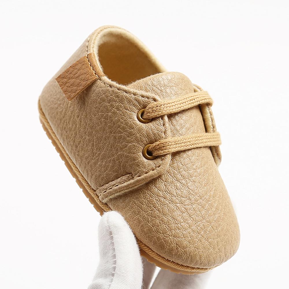 Baby Unisex Lace Up PU Non-Slip Flat Wholesale Infant Shoes
