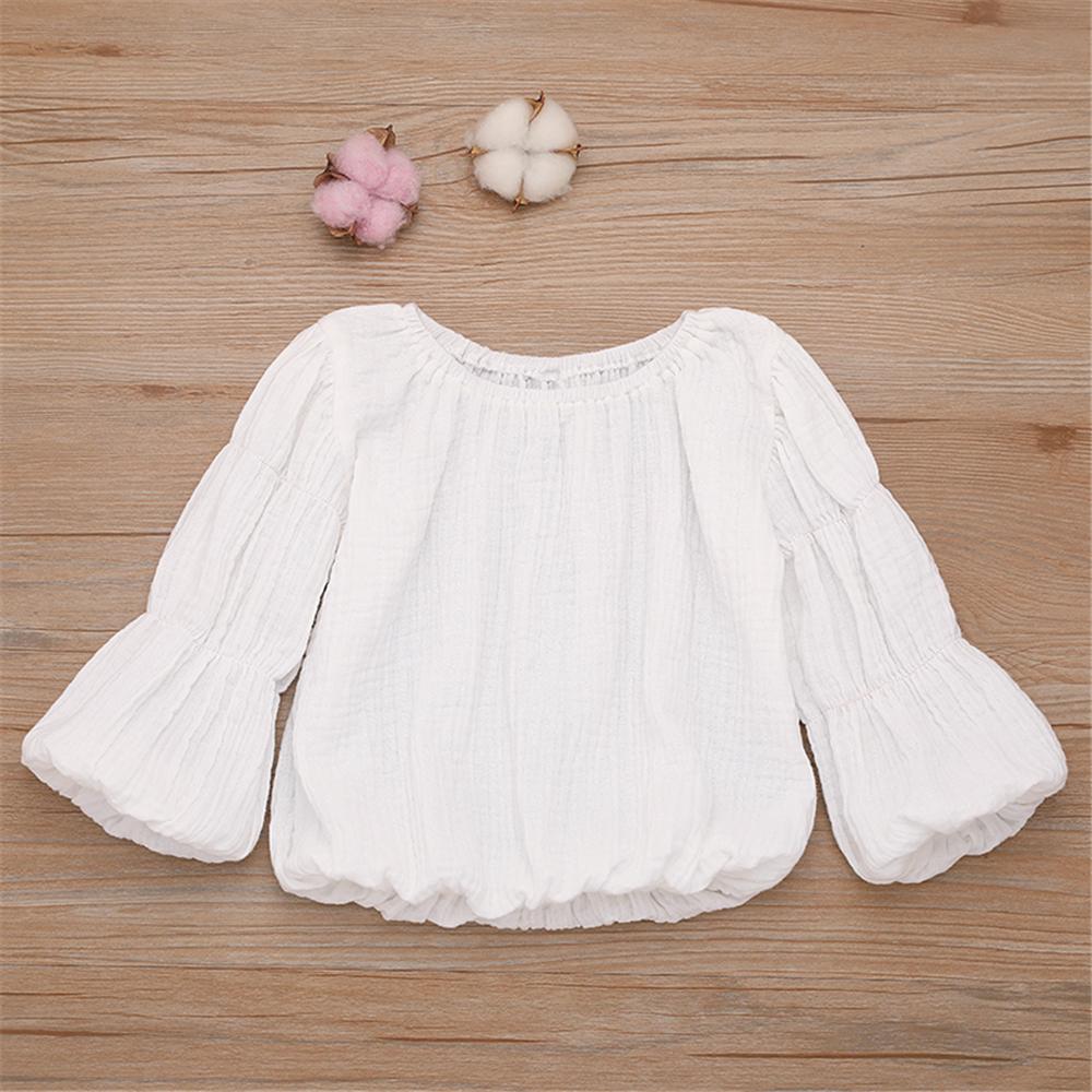 Girls Lantern Bubble Sleeve Cotton linen Tops Wholesale Girl Clothing