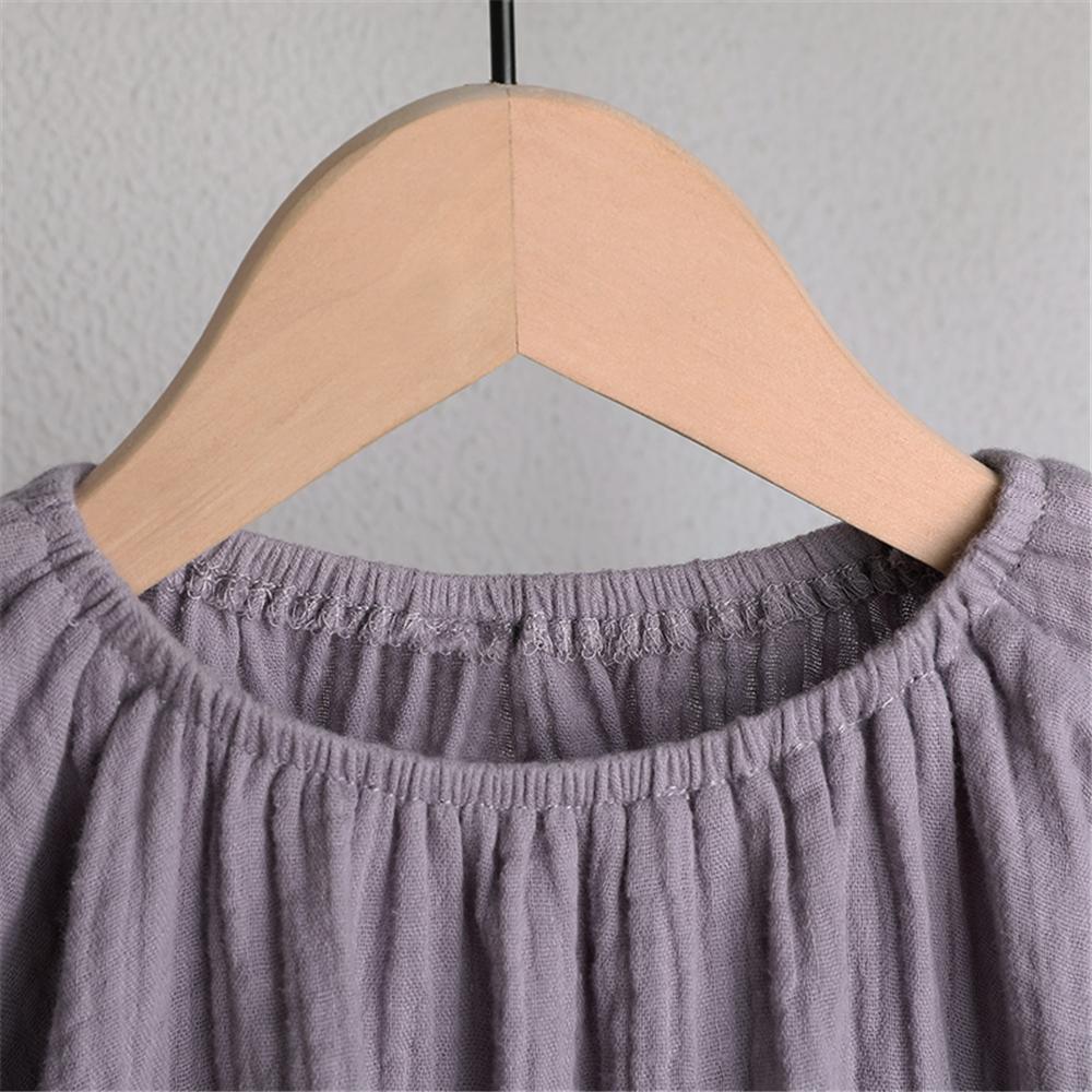 Girls Lantern Bubble Sleeve Cotton linen Tops Wholesale Girl Clothing