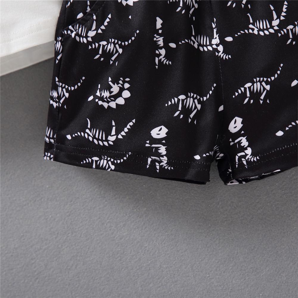 Boys Lapel Dinosaur Camo Printed Short Sleeve Top & Shorts wholesale baby clothes