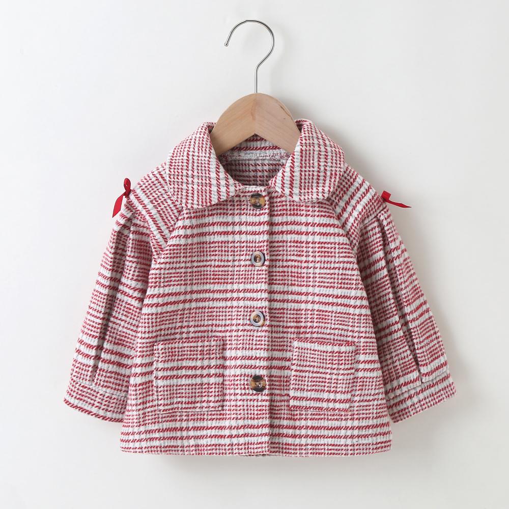 Baby Girls Lapel Plaid Button Long Sleeve Button Coats Baby Boutique Clothes Wholesale