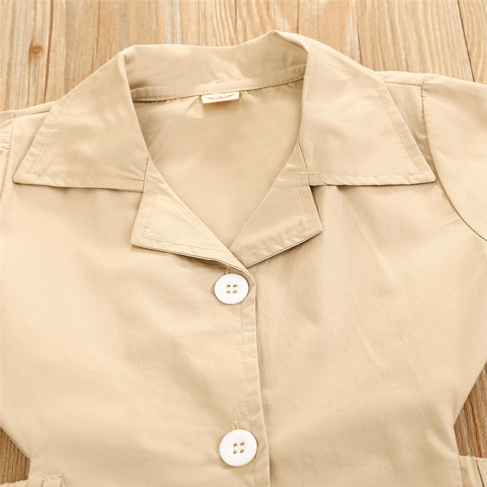 Girls Lapel Short Sleeve Solid Button Jumpsuit Wholesale Little Girl Clothes