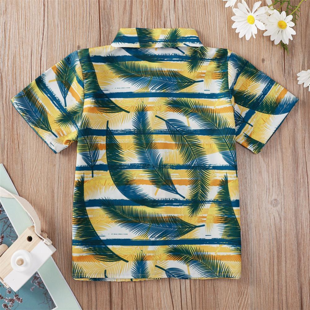 Boys Leaf Pineapple Printed Short Sleeve Lapel Shirts wholesale boy boutique clothes