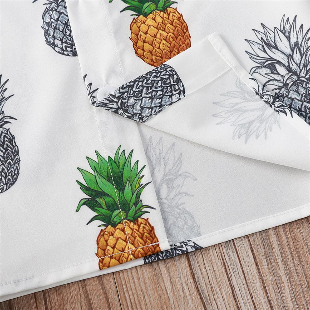 Boys Leaf Pineapple Printed Short Sleeve Lapel Shirts wholesale boy boutique clothes