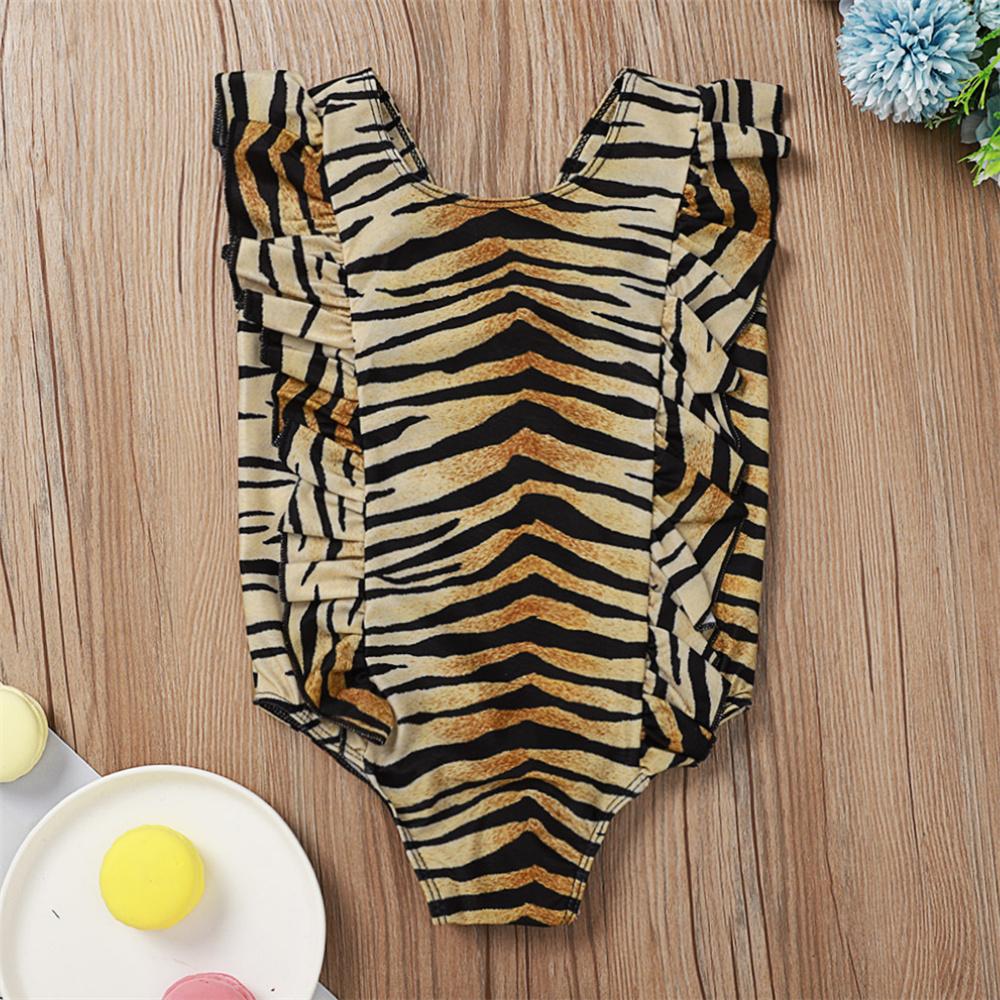 Girls Leopard Fish Scale Printed Swimwear Toddler One Piece Swimsuit