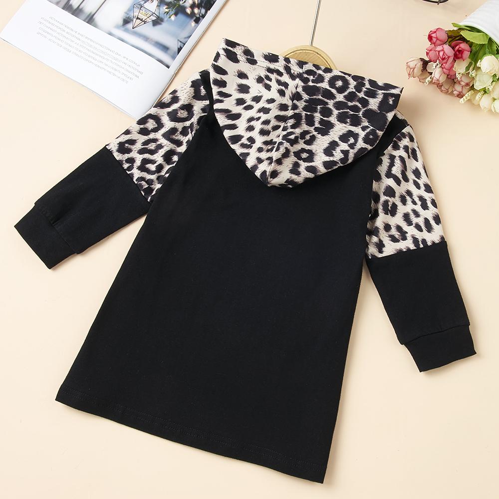 Baby Girls Leopard Hooded Long Sleeve Dress wholesale baby clothes usa