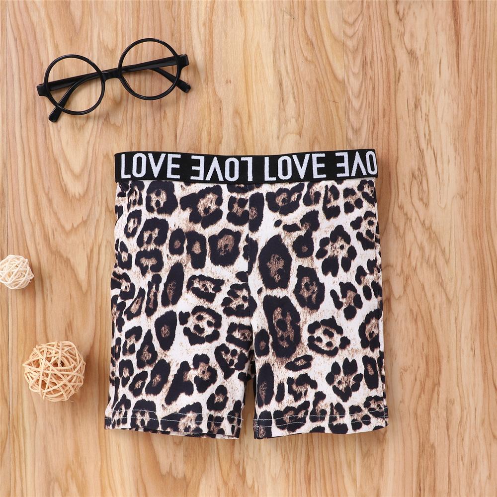 MOQ 2PCS Girls Leopard Letter Printed Shorts wholesale kids boutique clothing