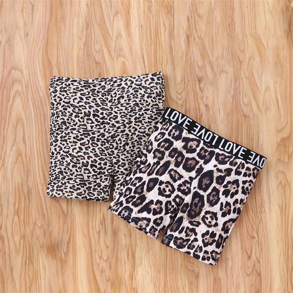 MOQ 2PCS Girls Leopard Letter Printed Shorts wholesale kids boutique clothing