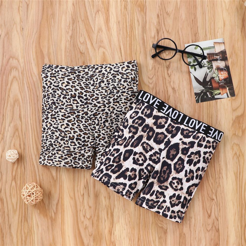 MOQ 2PCS Girls Leopard Letter Printed Shorts wholesale kids boutique clothing