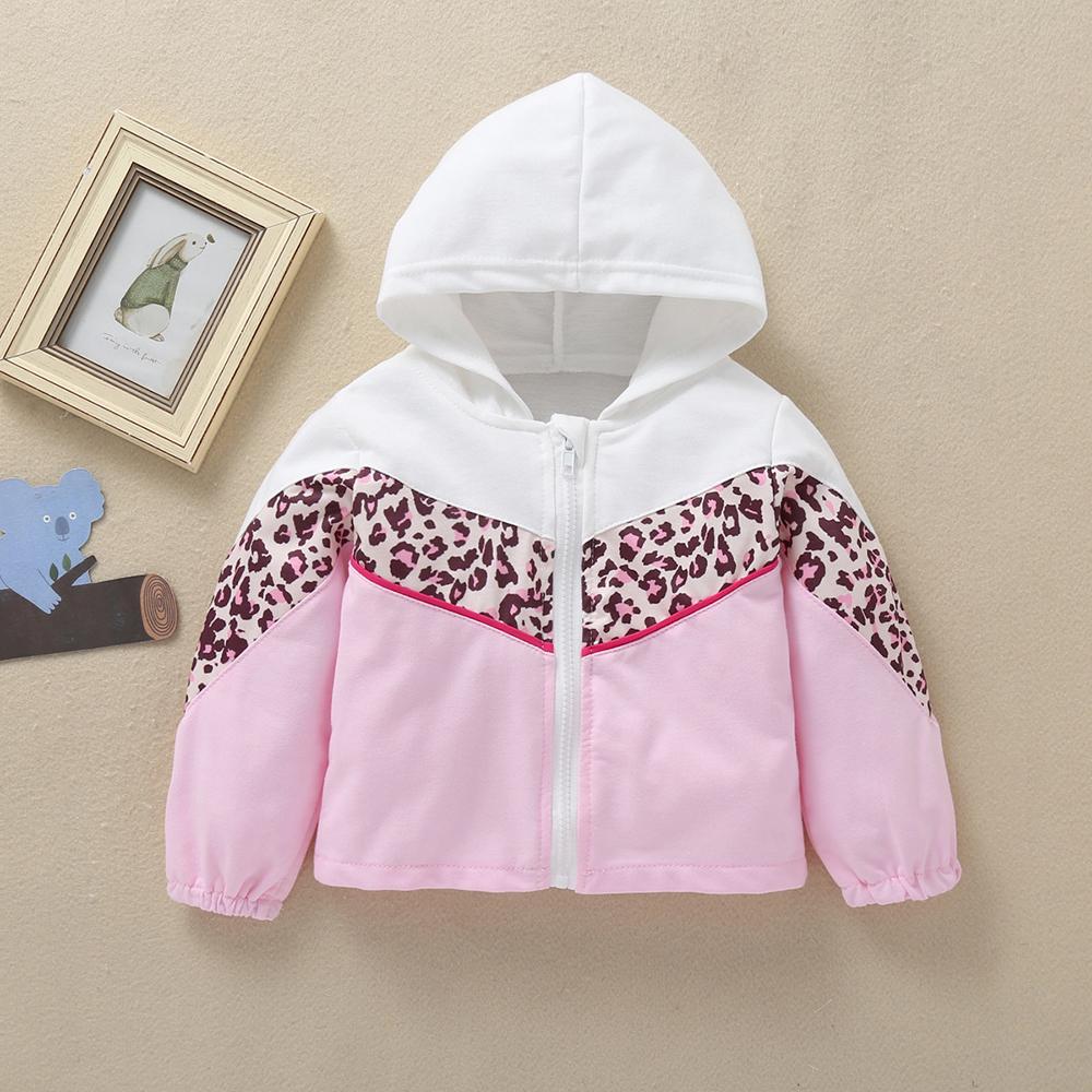 Girls Leopard Long Sleeve Hooded Jacket wholesale childrens clothing