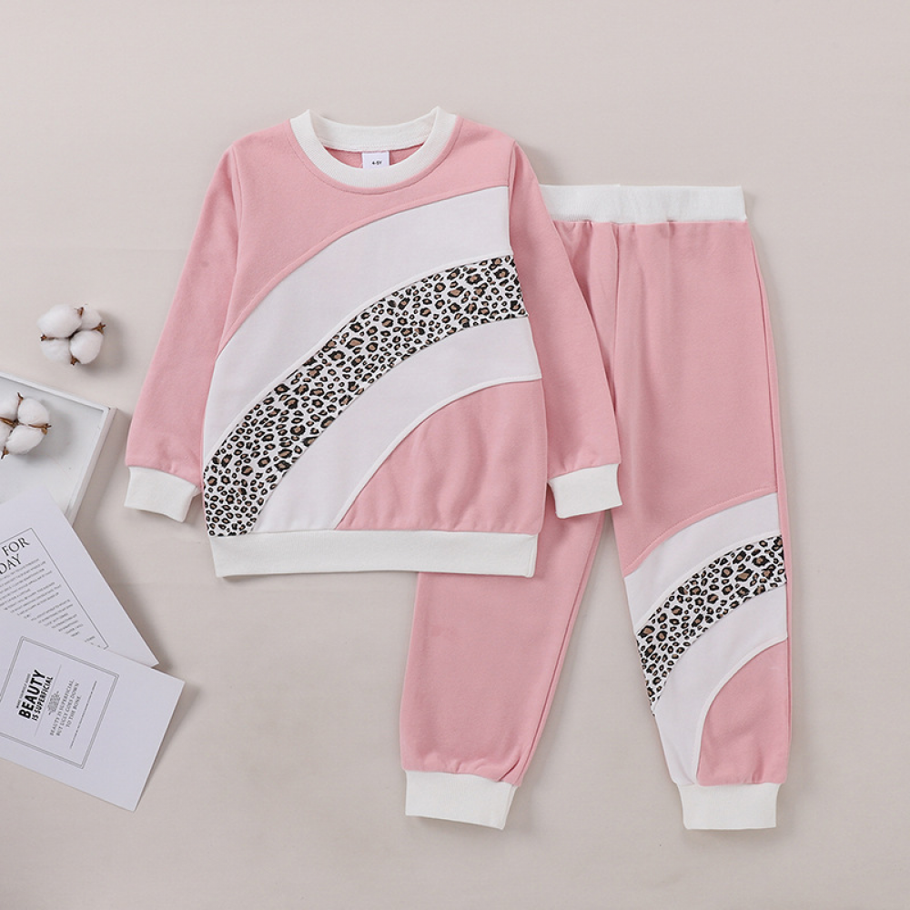 Girls Leopard Long Sleeve Top & Pants kids wholesale clothing