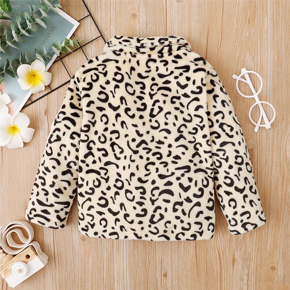 Girls Leopard Pocket Button Long Sleeve Jacket Girls Clothing Wholesale