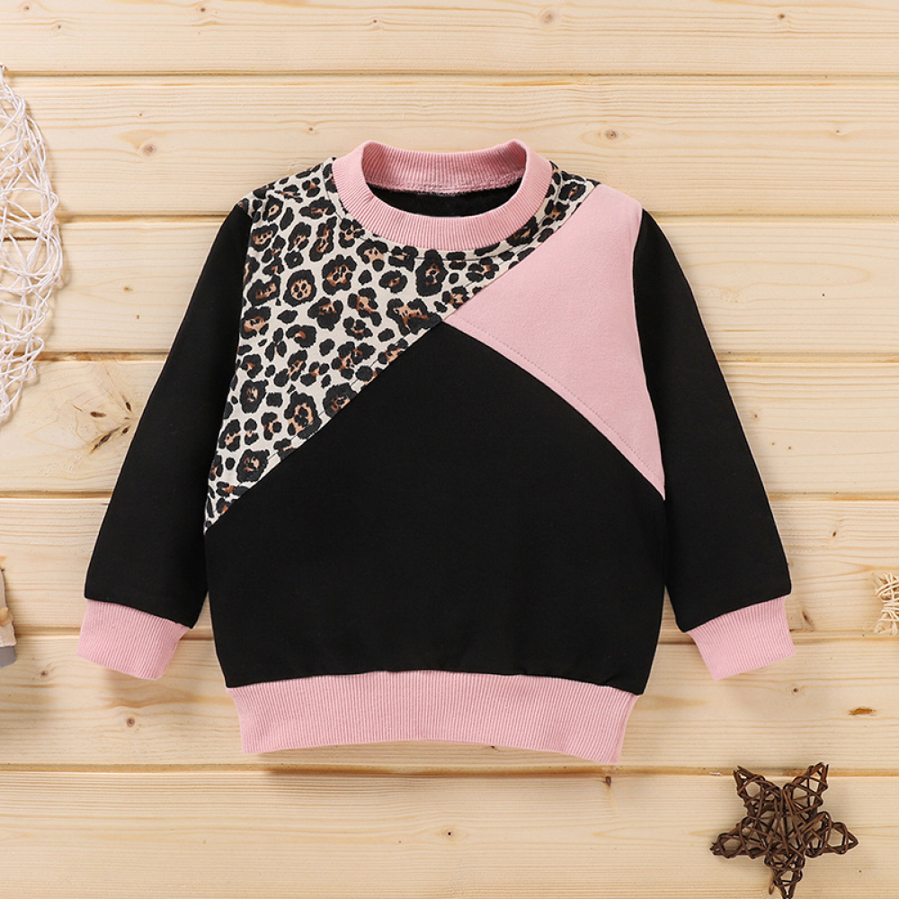 Girls Leopard Print Long Sleeve Top & Pants kids wholesale clothing