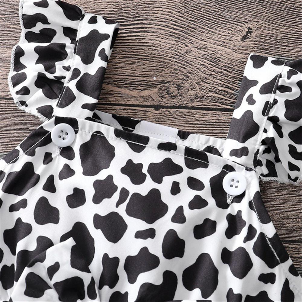 Girls Leopard Printed Bow Suspender Jumpsuit wholesale toddler clothes