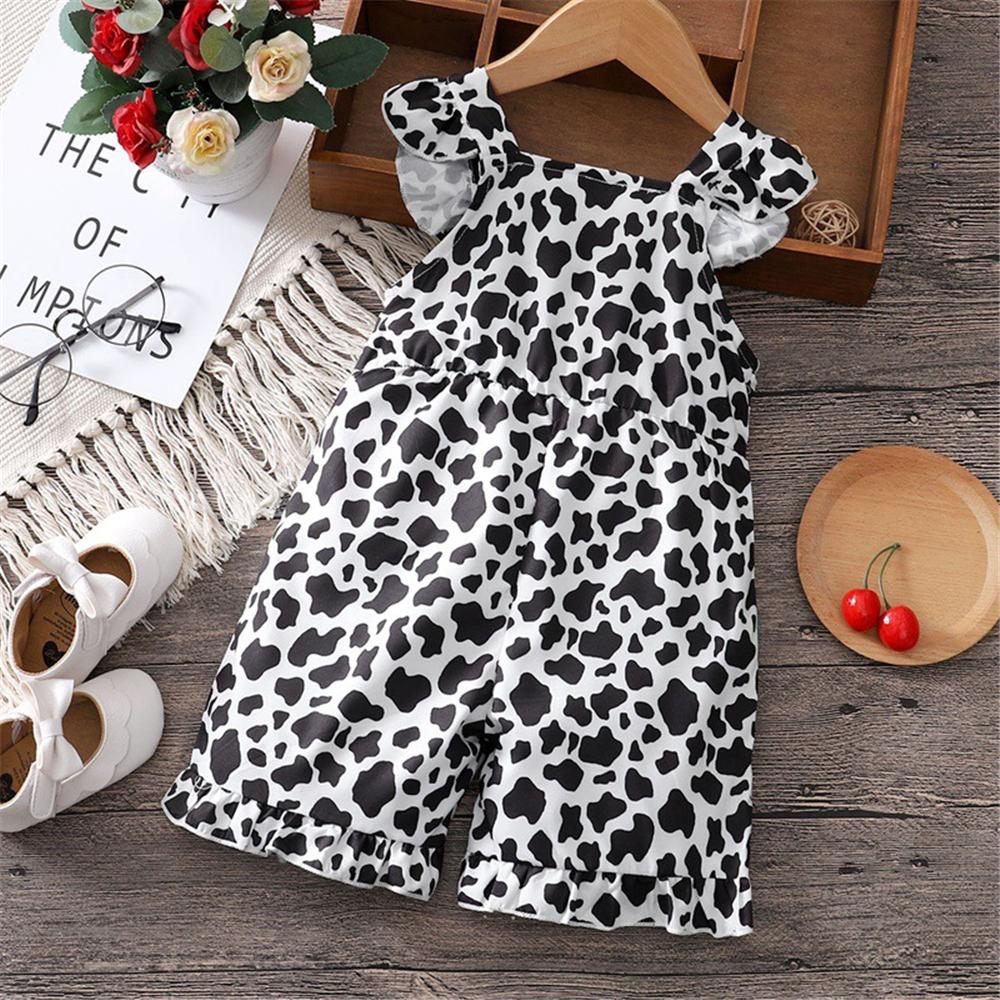 Girls Leopard Printed Bow Suspender Jumpsuit wholesale toddler clothes