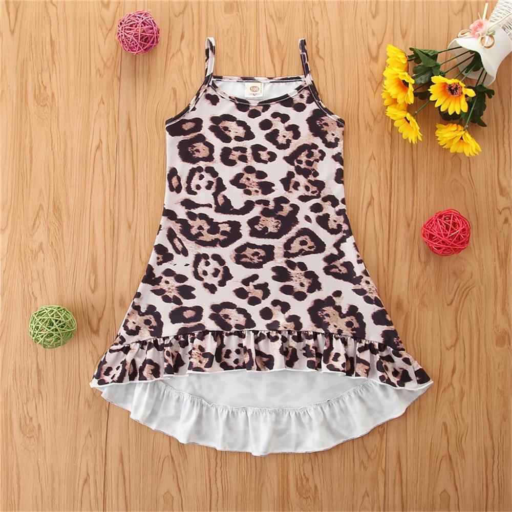 Girls Leopard Printed Casual Suspender Dress wholesale kids boutique clothing