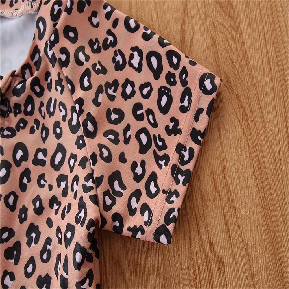 Girls Leopard Printed Short Sleeve Zipper Romper Swimwear Plus Size Swimwear Wholesale